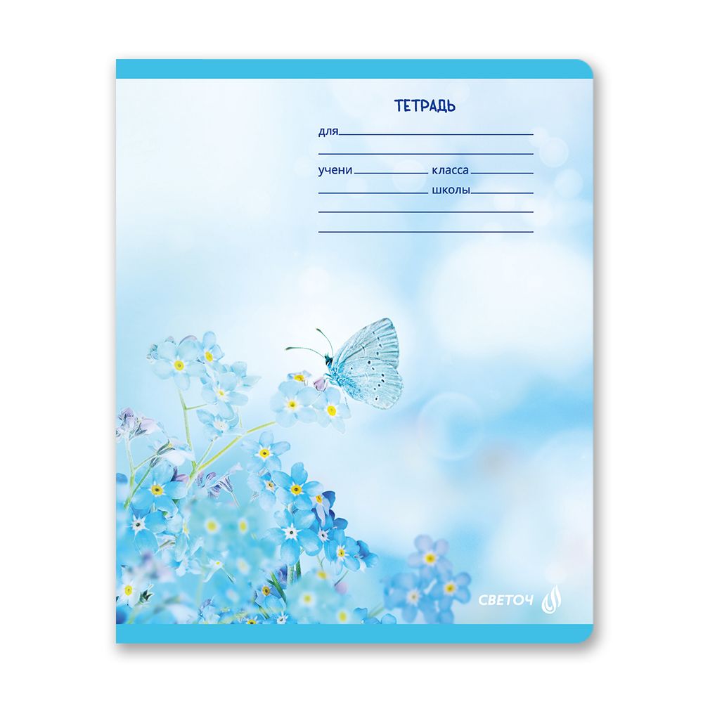 Тетрадь ученическая школьная, A5 12 л. на скобе 65 г/м², белизна 100% 25 шт линия, 01438 Голубая мечта, Светоч Т178