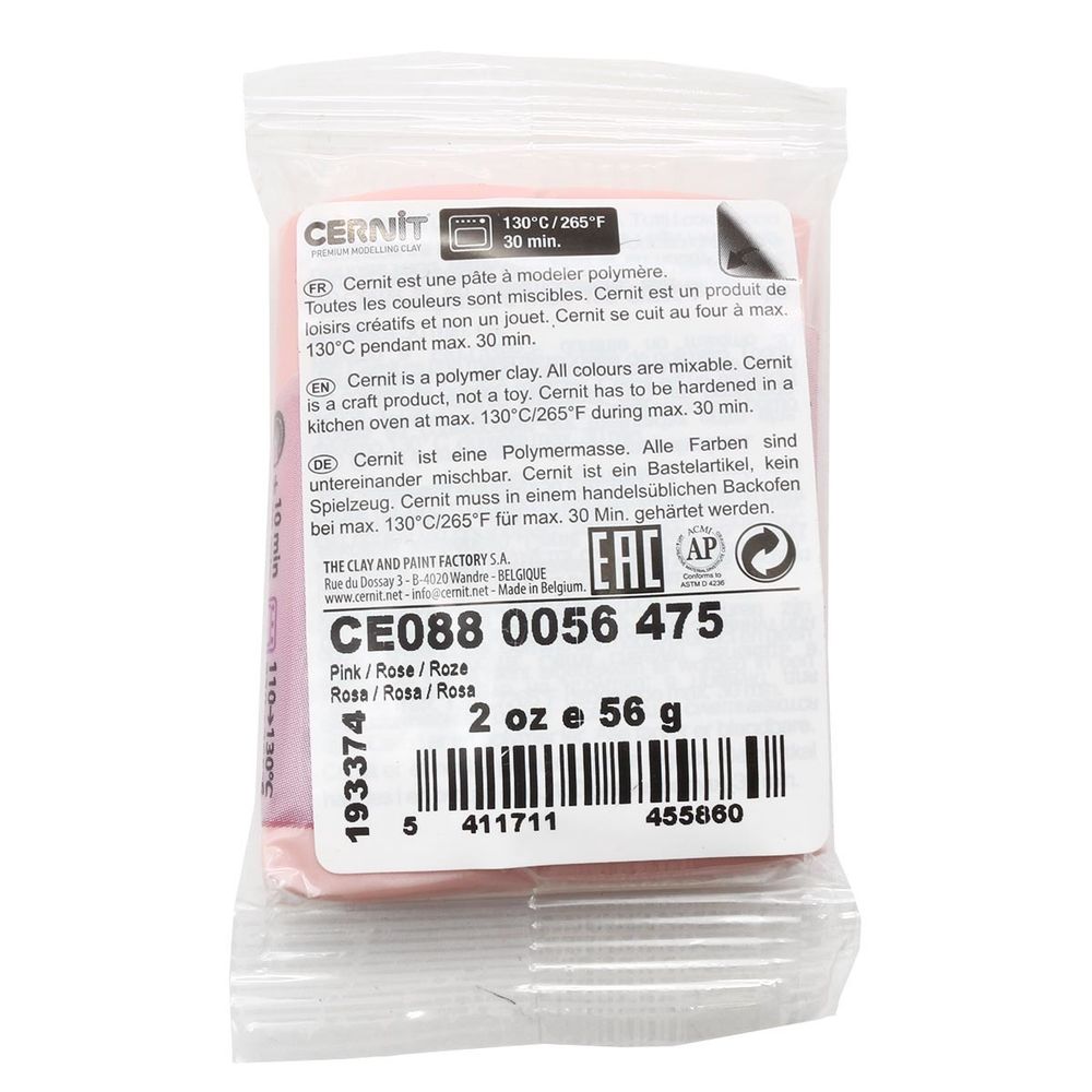 Полимерная глина Cernit Opaline запекаемая, фарфоровая 56 гр, 475 розовый