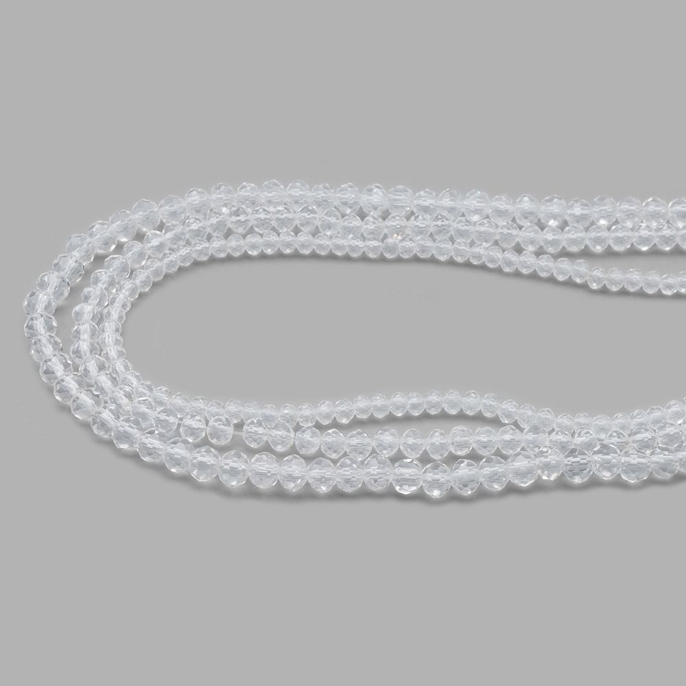 Бусины стекло ⌀2 мм, 3 мм, 4 мм, граненые, рондели, 3 нити по 38±1 см, микс, Astra&Craft, 1 прозрачный