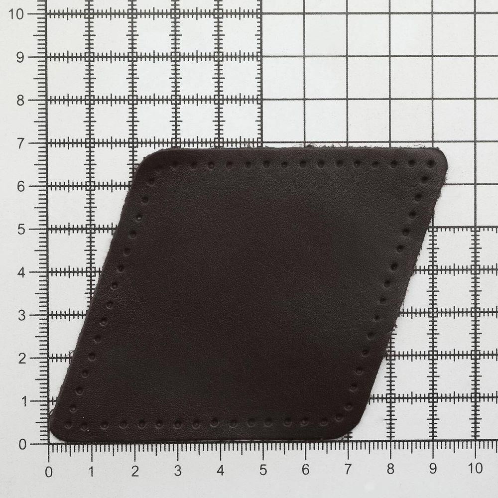 Заплатки пришивные из кожи, ромб 8х11,2см с перфорацией, 2 шт, 100% кожа, 03 темно-коричневый, 9125