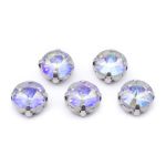 Хрустальные стразы в цапах круглой формы, белый c внутренним AB покрытием 10 мм, 5 шт, Astra&Craft, РЦ003НН10