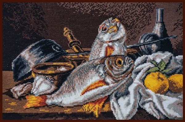 Набор для вышивания нитками Палитра, Натюрморт с дорадо 29х20 см