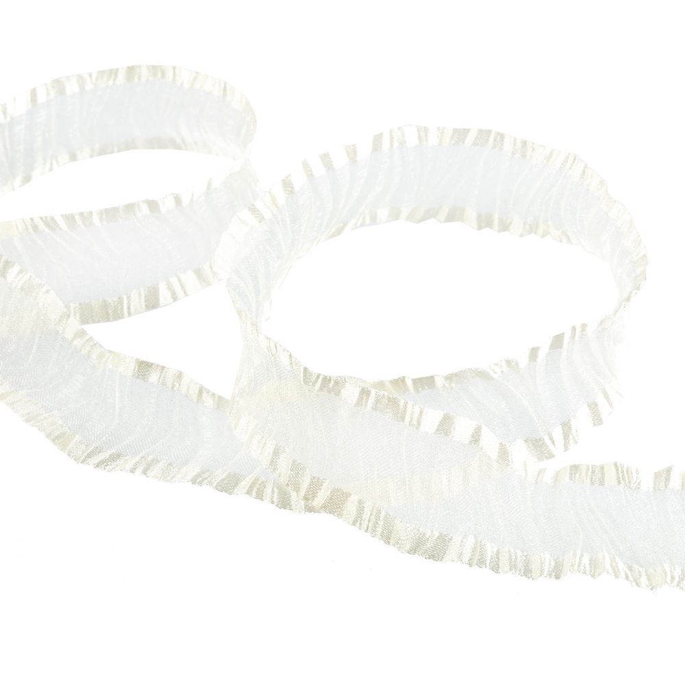 Лента капроновая (органза) гофрированная 25.0 мм / 22.5 метров, 003 бл. кремовый, Blitz ORC-25