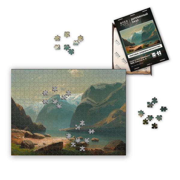 Пазл деревянный 500 элементов, GTG-PZLD-013 Озеро в горах Швейцарии. 1866. Саврасов А.К., Фрея