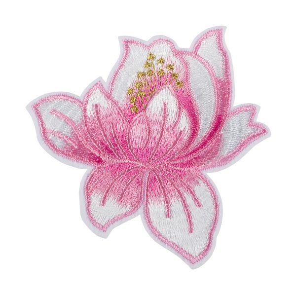 Термоаппликация L №35/5, 5 шт, L229B цветок бело-розовый 5.5х5.5 см, Gamma