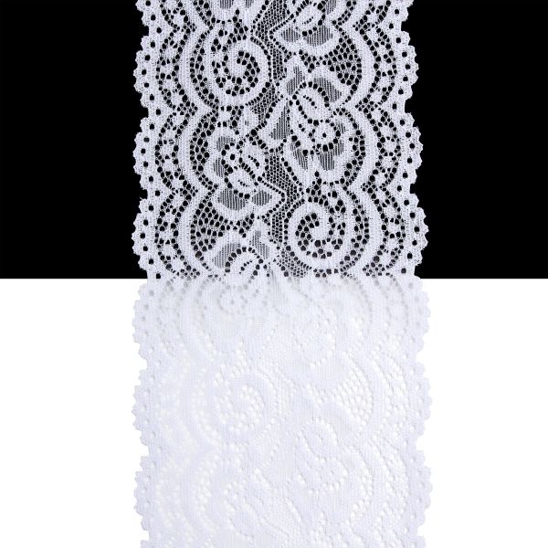 Кружево эластичное (стрейч) 100 мм / 3 метра, C501 белый
