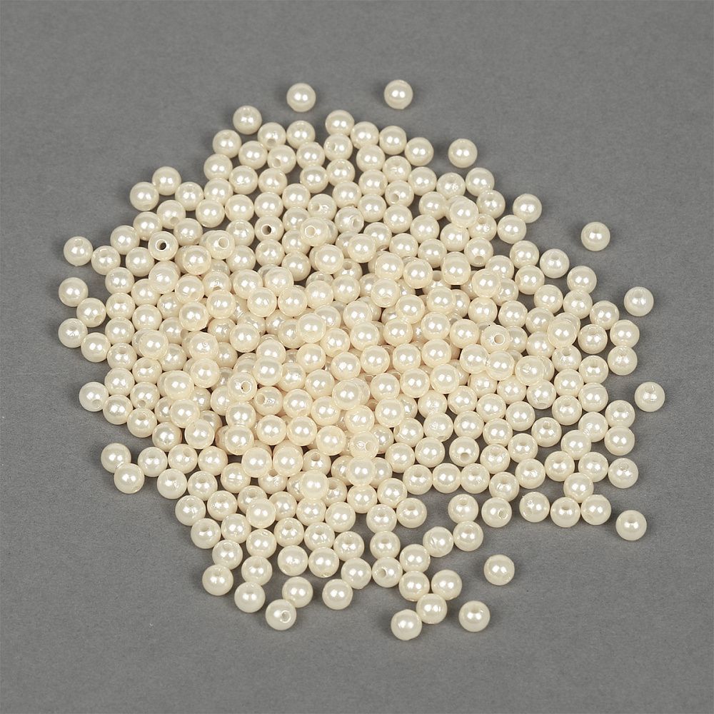 Бусины пластик (перламутр) ⌀6 мм, цв.001 молочный, уп.500г (4838 шт), Magic4Hobby