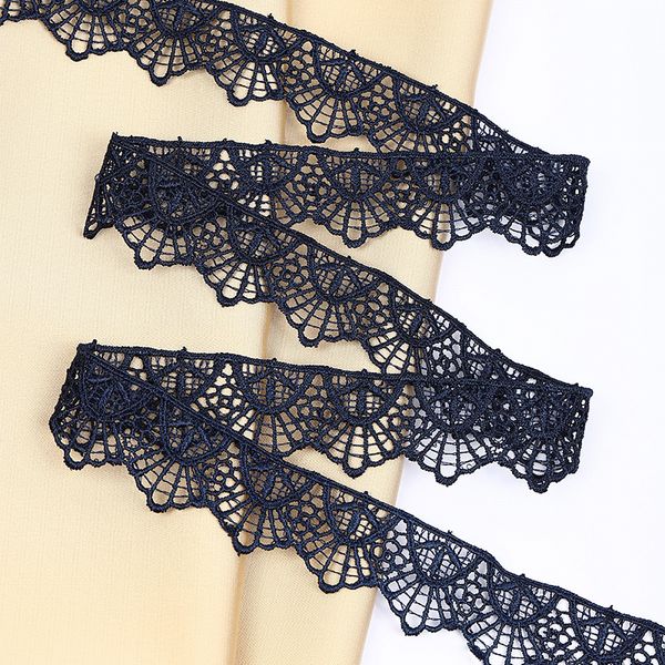 Кружево гипюр (плетёное) 30 мм, диз. 127, цв.3 т.синий, уп. 9 м, Kruzhevo