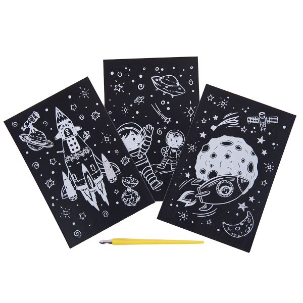 Набор для творчества Гравюра мини Космос (серебро), 10х15 см, 1х3 шт, Hobbius GHPM-07