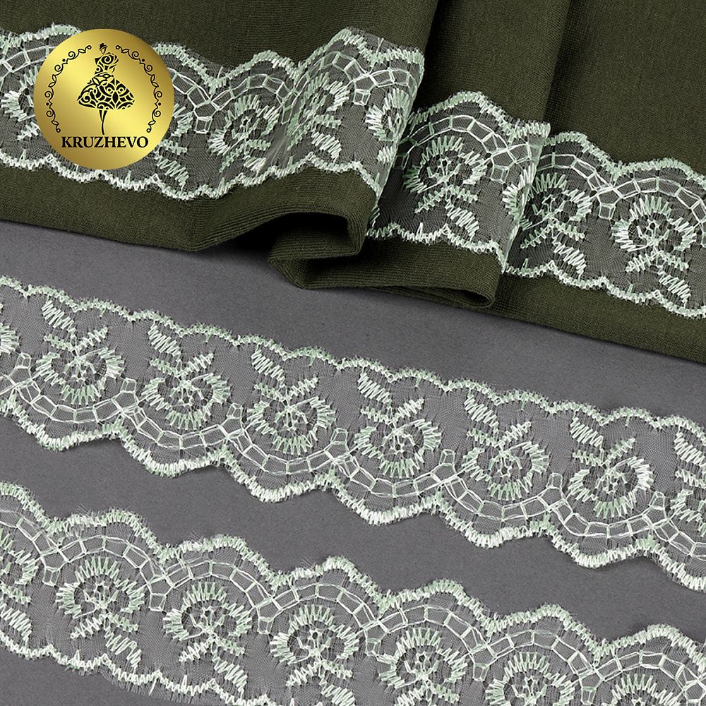 Кружево капроновое 45 мм / 9.14 м, TBS.30010 цв.080 св.салатовый, Kruzhevo