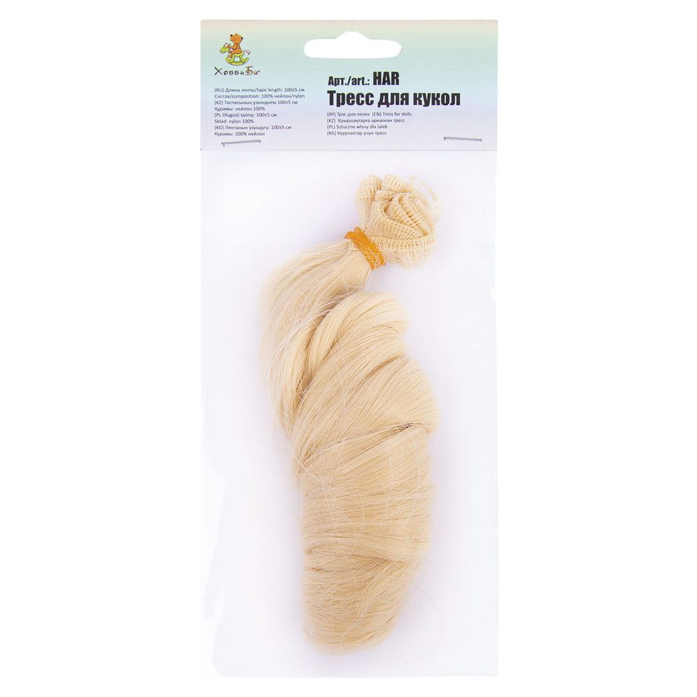 Трессы для кукол 15 см, 100 см, 38 г, 01 св.пшеничный, HobbyBe HAR-4