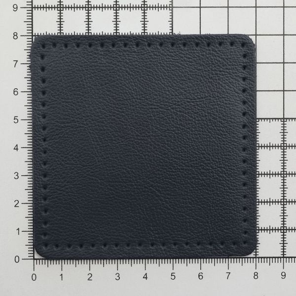 Заплатки пришивные из кожи, квадрат 8см с перфорацией, 2 шт, 100% кожа, 05 темно-синий, 9122