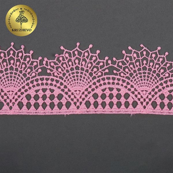 Кружево гипюр (плетёное) 55 мм / 4.5 метра, TBY.SUN.01, цв.F133 розовый