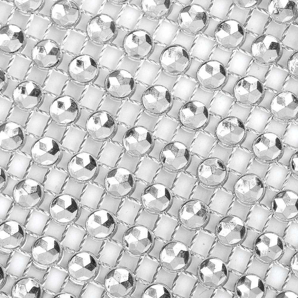 Лента с имитацией страз 120 мм / 9.14 метров, TBYS12 цв.серебро