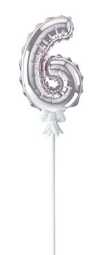 Шар самодув Цифра, 5 шт, 6, серебряная, Boomzee FBZ-04