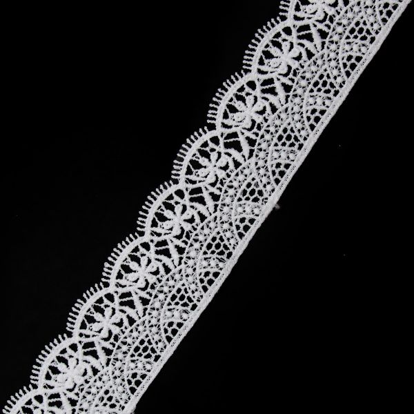 Кружево гипюр (плетёное) 45 мм / 3 метра, матовое, C501 белый