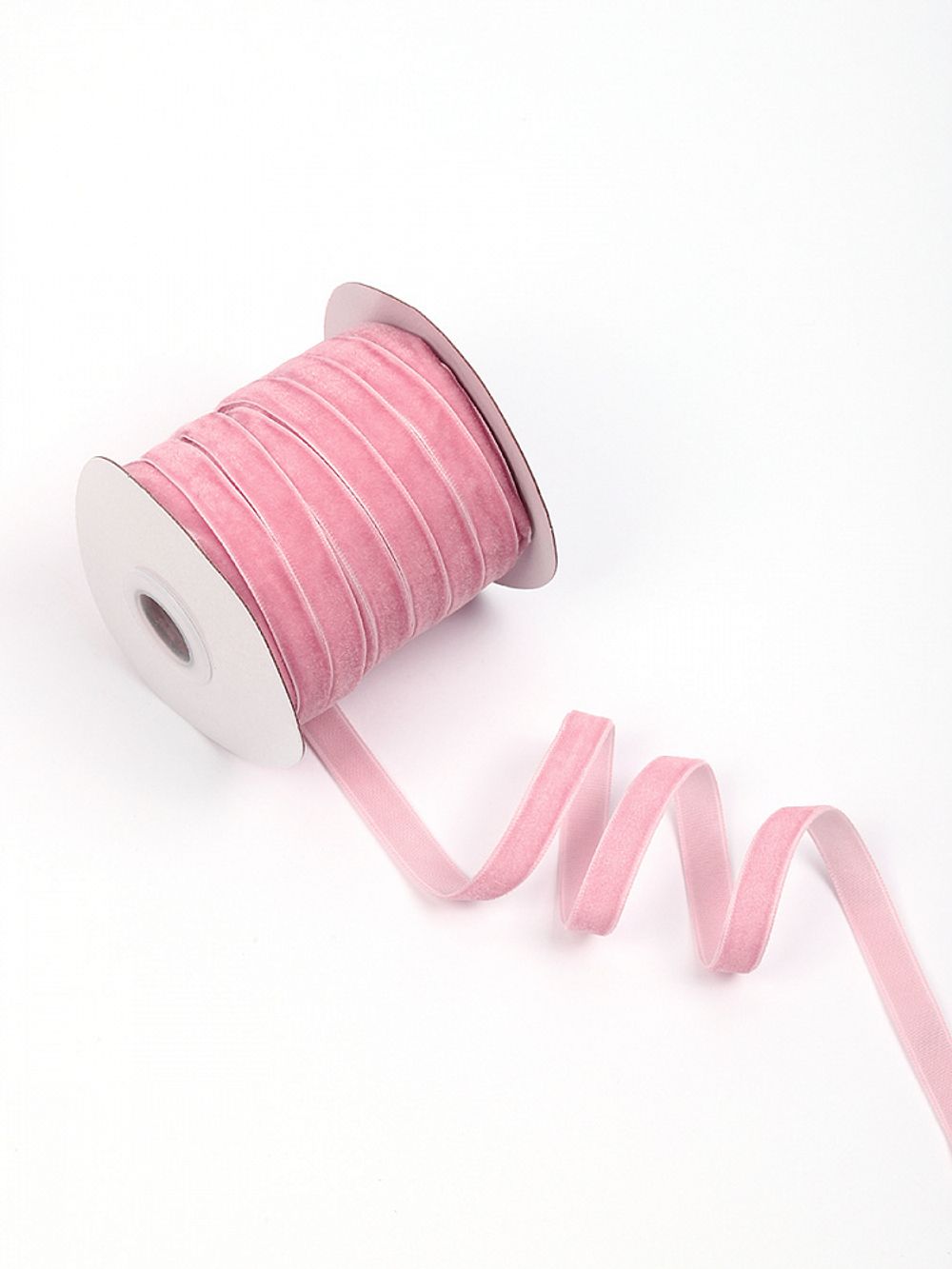 Лента бархатная (тесьма) 10.0 мм / 22.86±1 метров, арт.10VR75 нейлон цв.розовый