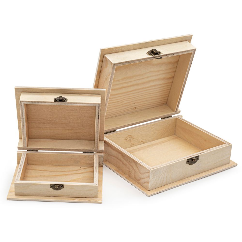 Заготовка для декорирования Шкатулка деревянная, сосна/фанера, 2 шт, 14.5х11.5х5см и 19.5х15.5х7см