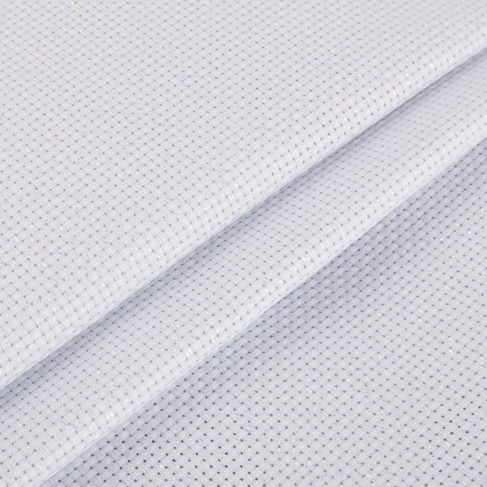 Канва Aida 11 ct, 150х100 см, 95% хлопок, 5% терилен, белый с Перламутровым люрексом, Gamma K03L