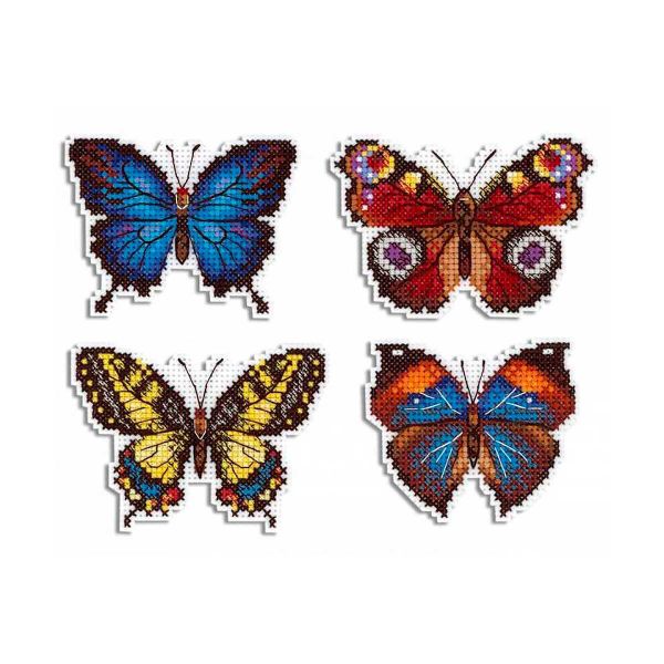 Набор для вышивания нитками МП Студия, Яркие бабочки6х9см