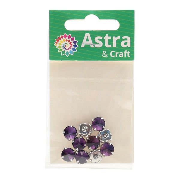 Хрустальные стразы в цапах круглой формы, фиолетовый 8 мм, 10 шт. Astra&Craft, РЦ012НН8