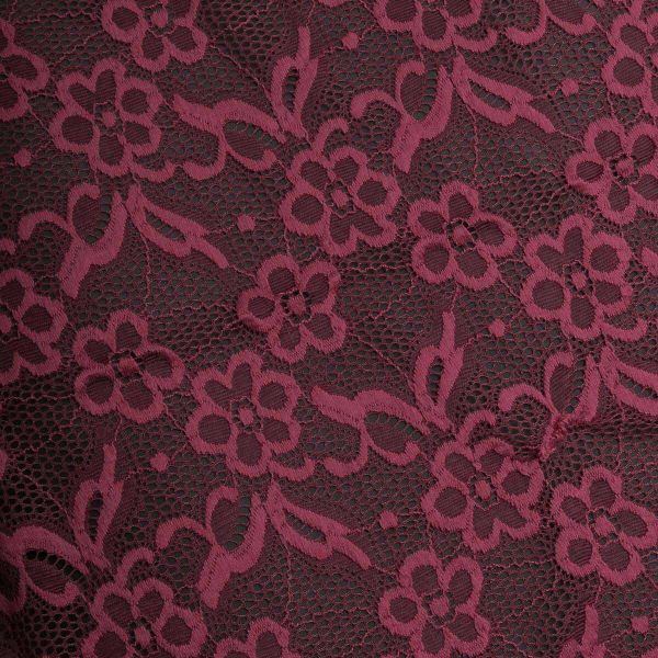 Кружево бельевое эластичное 400 мм / 3.4 метра, цвет темно-красный