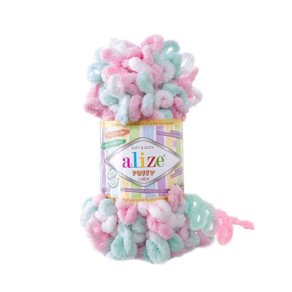 Пряжа Alize (Ализе) Puffy Color / уп.5 мот. по 100 г, 9м, 6052 секционный A