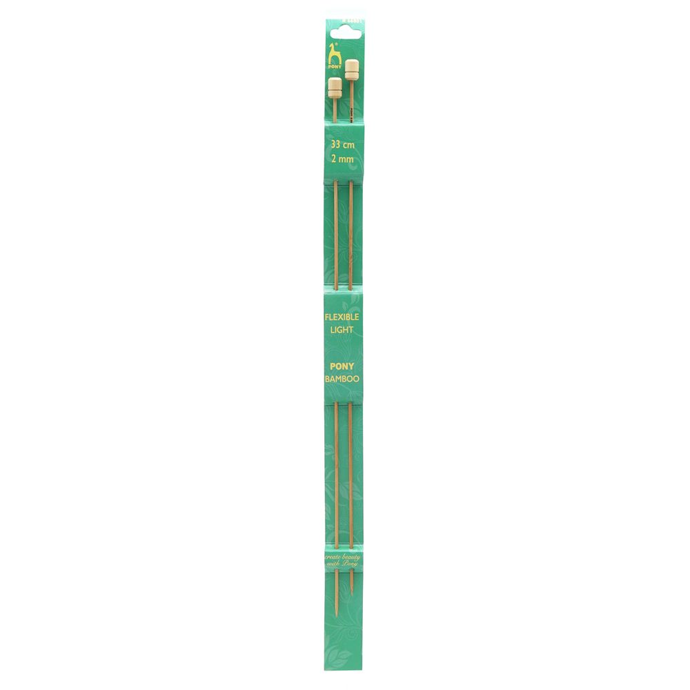Спицы прямые Pony Bamboo ⌀2.0 мм, 33 см, бамбук, 2 шт, 66801