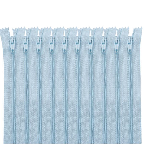 Молния спираль (витая) брючная Т3 (3 мм) 1 зам., н/раз., 20 см, автомат, св.голуб, 30123, 10 шт