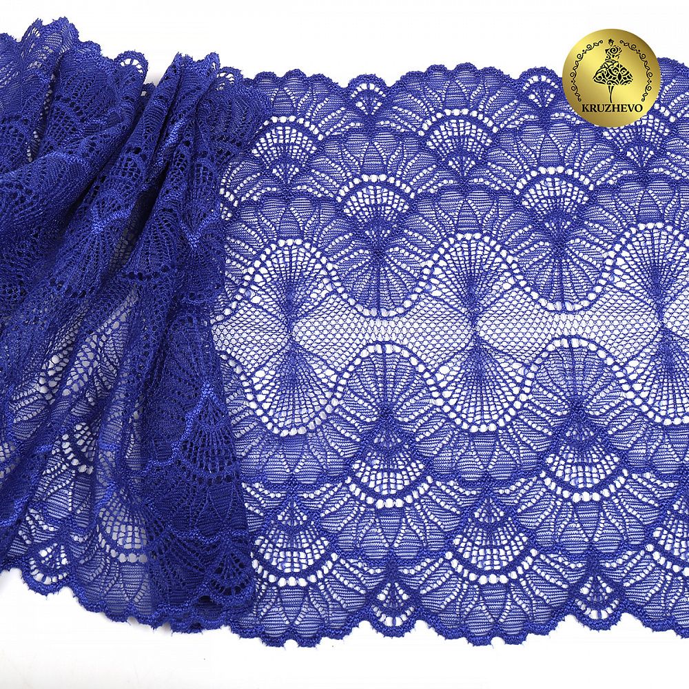 Кружево бельевое эластичное 195 мм / 3 м, 8034 цв.F223 синий ультрамарин, Kruzhevo