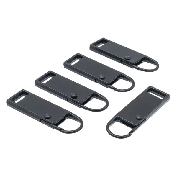 Пуллер-карабин для молнии 45х13 мм, металл (черный), 5 шт