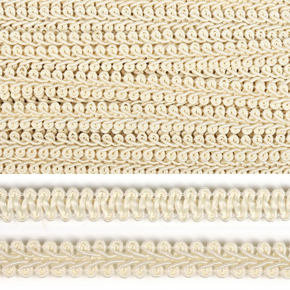 Тесьма отделочная Шанель 12 мм / 18.28 метра, плетеная, 0384-0016, цв.F102 молочный