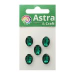 Хрустальные стразы в цапах овальной формы, изумрудный 10х14 мм, 5 шт., ОЦ009НН1014