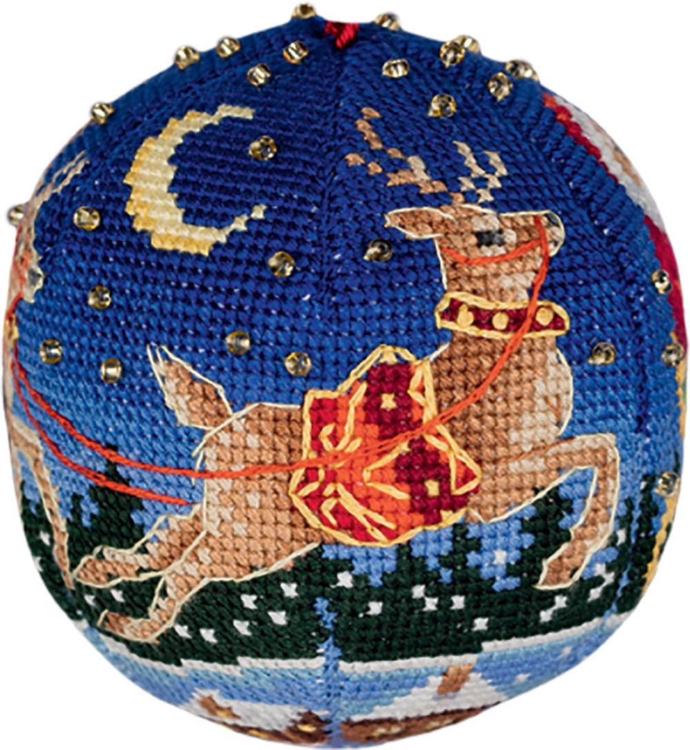 Набор для вышивания нитками Panna, новогодняя игрушка Волшебная ночь, 6х6 см