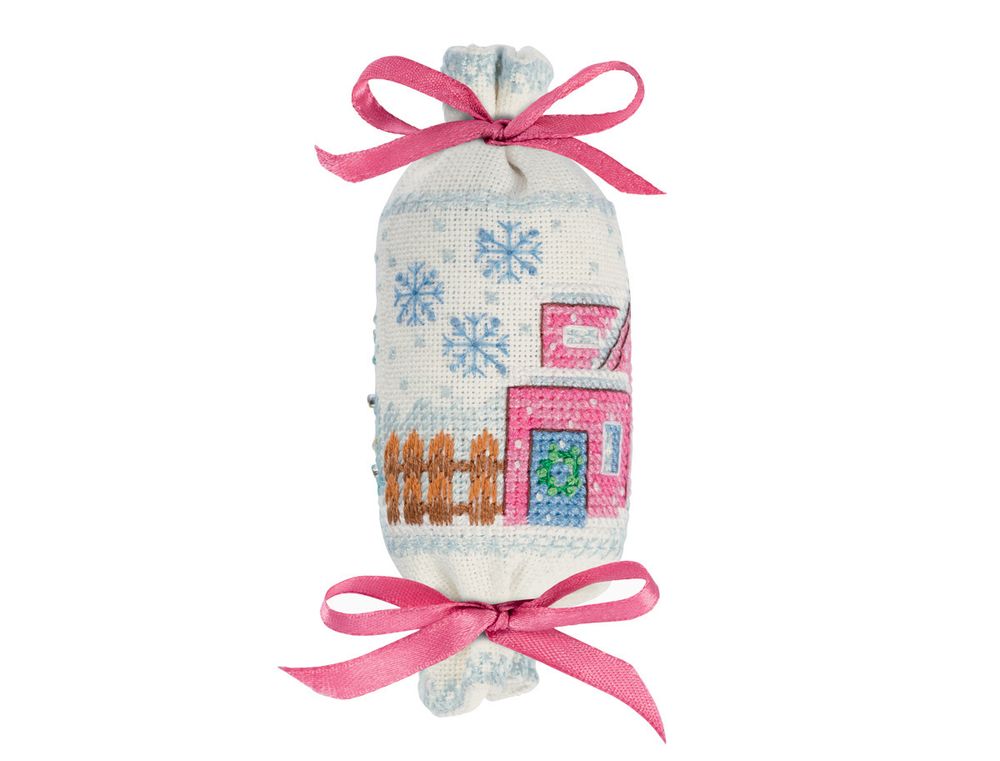 Набор для вышивания нитками Panna, Батончик. Розовый домик, 4х11 см