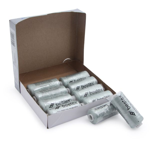 Нитки швейные бытовые Bestex 40/2, 365 м (400 ярд) / 10 кат., 195 серый иней