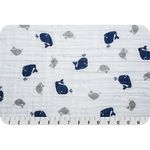 Ткань для пэчворка Peppy Embrace (марлевка), отрез 100х125 см, 120 г/м², whales cobalt, Shannon Fabrics