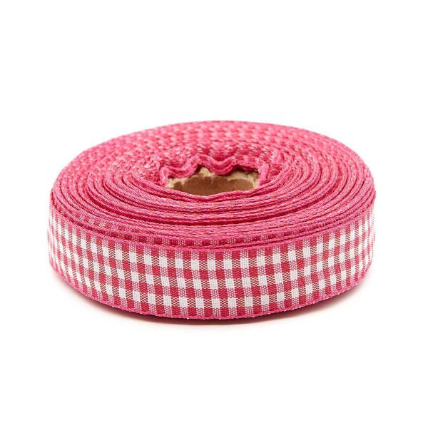 Лента Шотландка, 15.0 мм / 25 м (малиновый/белый), С3723