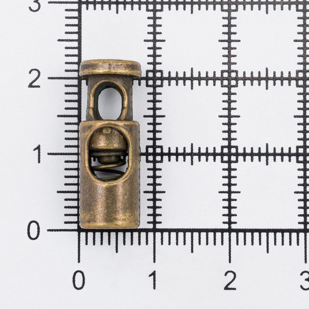 Фиксатор (зажим) для шнура металл 20х8 мм, ⌀3.5 мм, металл (латунь), 20 шт