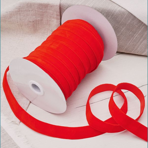 Лента бархатная (тесьма) эластичная 20.0 мм / 32.9±2 метров, 40 красный