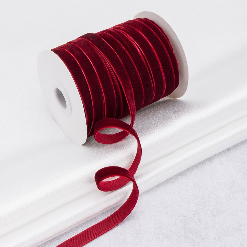 Лента бархатная (тесьма) 09.0 мм / 5 метров, 85 темно-красный