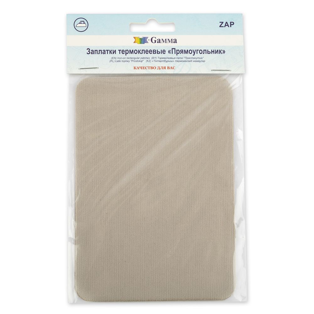 Термозаплатка Прямоугольник 14х10 см, ZAP, №07 вельвет бежевый, Gamma ZAP