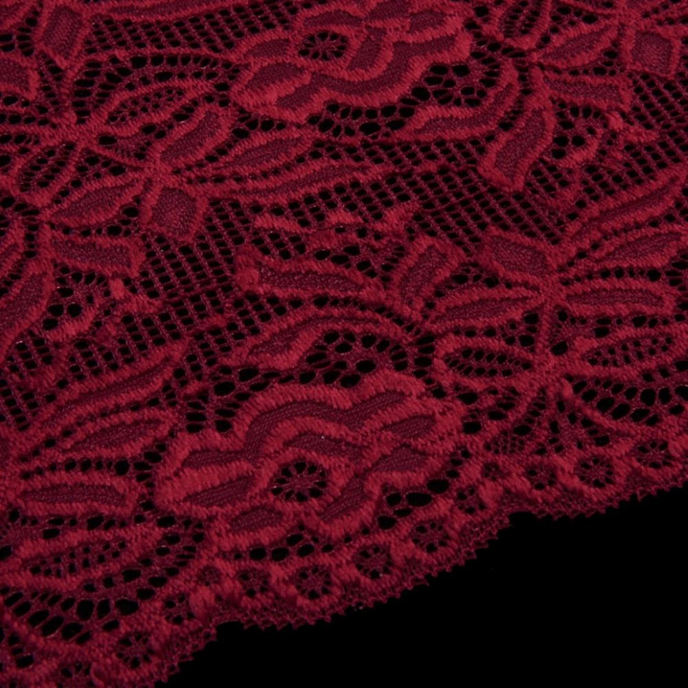 Кружево бельевое эластичное 300 мм / 13.72 м, цв. C520 т.красный