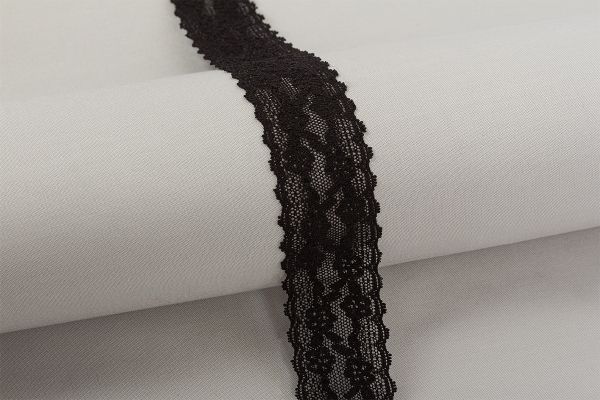 Кружево эластичное (стрейч) 40 мм / 25 м, черный, Blitz BL-24