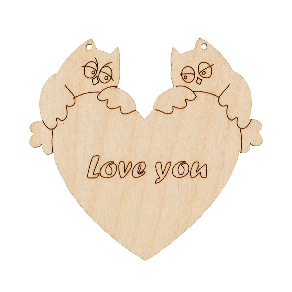 Заготовка из фанеры Подвеска, Влюбленные совушки, 9х8.5 см, ВД-643 Mr.Carving