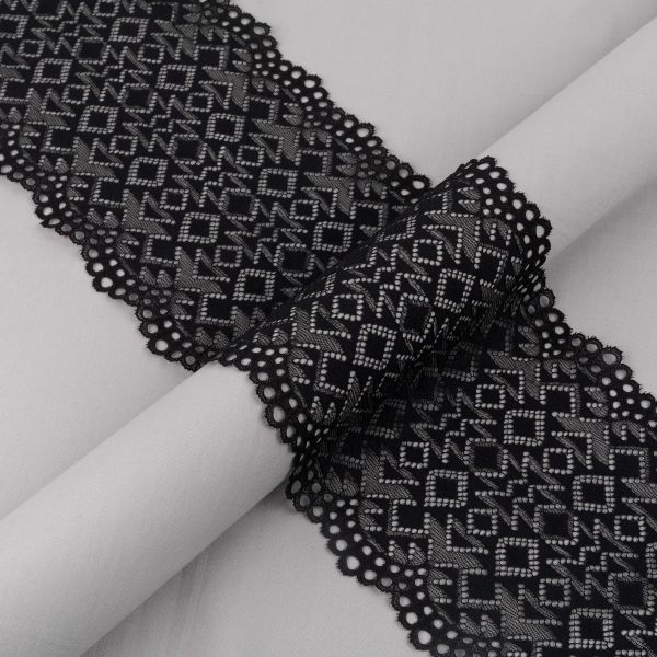 Кружево бельевое эластичное 160 мм / 3±0.2 метра, Турция, черный, Blitz