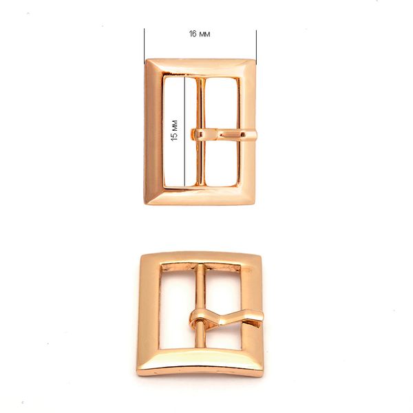 Пряжка ременная металл 15 мм (внешн. 16х21 мм), 10 шт, цв. золото