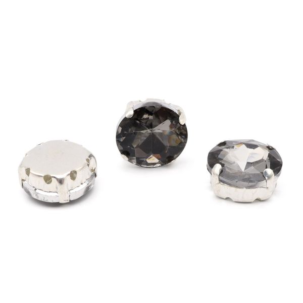 Стразы хрусталь в цапах круглой формы 12 мм, серый, 3 шт, РЦ019НН12