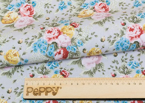 Ткань для пэчворка Peppy Версальские сады, рулон 112 см / 5 метров, ВС-07 серый, Peppy