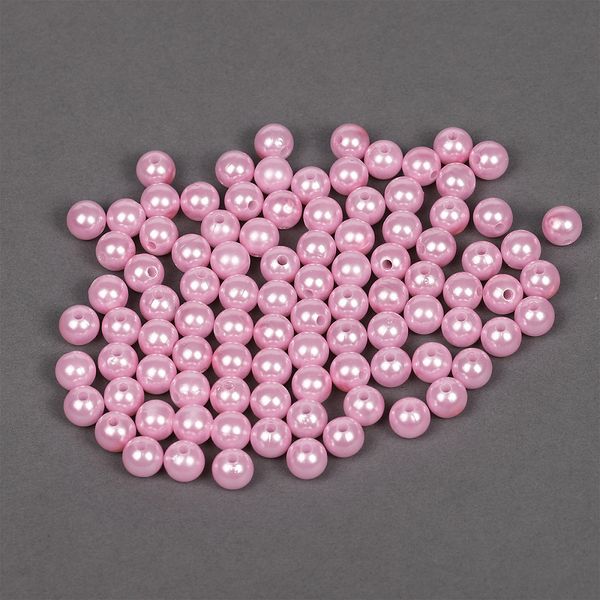 Бусины пластик (перламутр) ⌀10 мм, цв.015 розовый, уп.500г (960 шт), Magic4Hobby